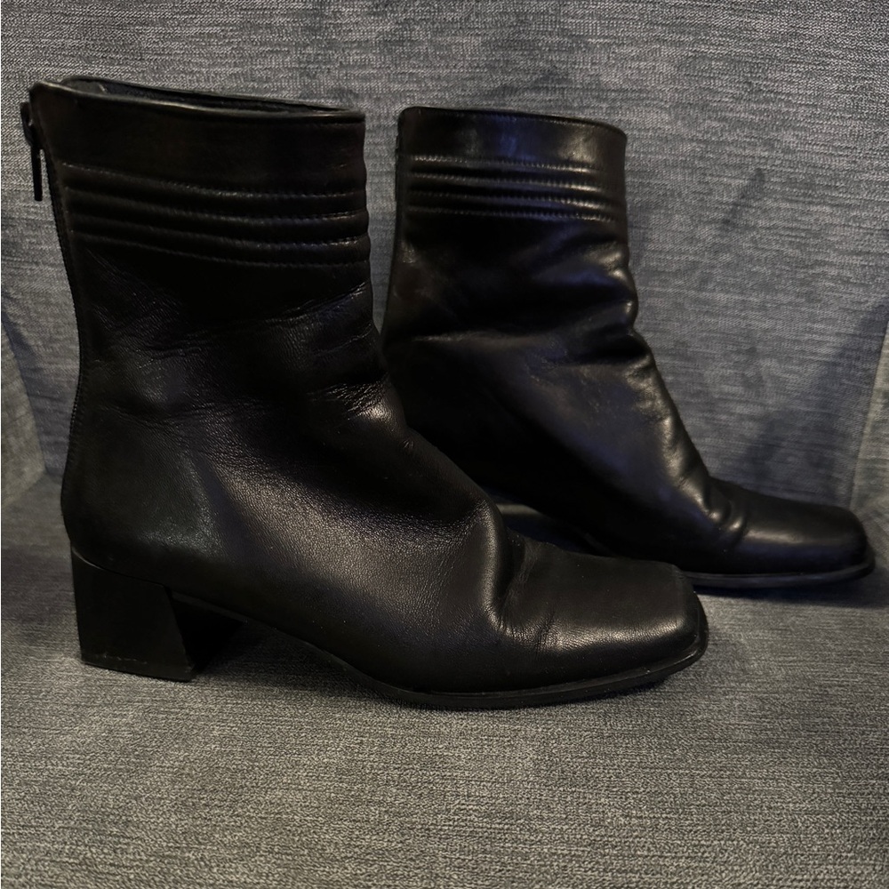 Sesto Meucci Black Leather Women’s Heeled Boots Made in Italy